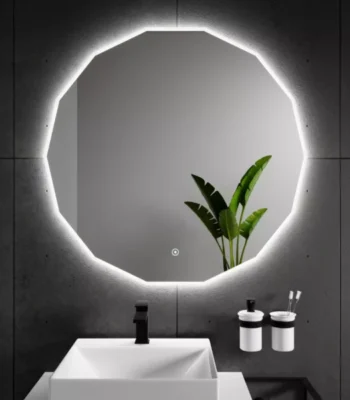 Espelho com luz LED irregular